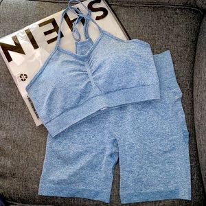 Dusty Blue Sports Bra W/Biker Shorts SOLD